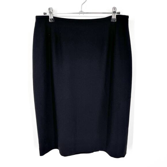Kaspar VINTAGE Black Skirt Womens Sz 8 P Lined Pencil Back Kick Pleat Career - Picture 1 of 8